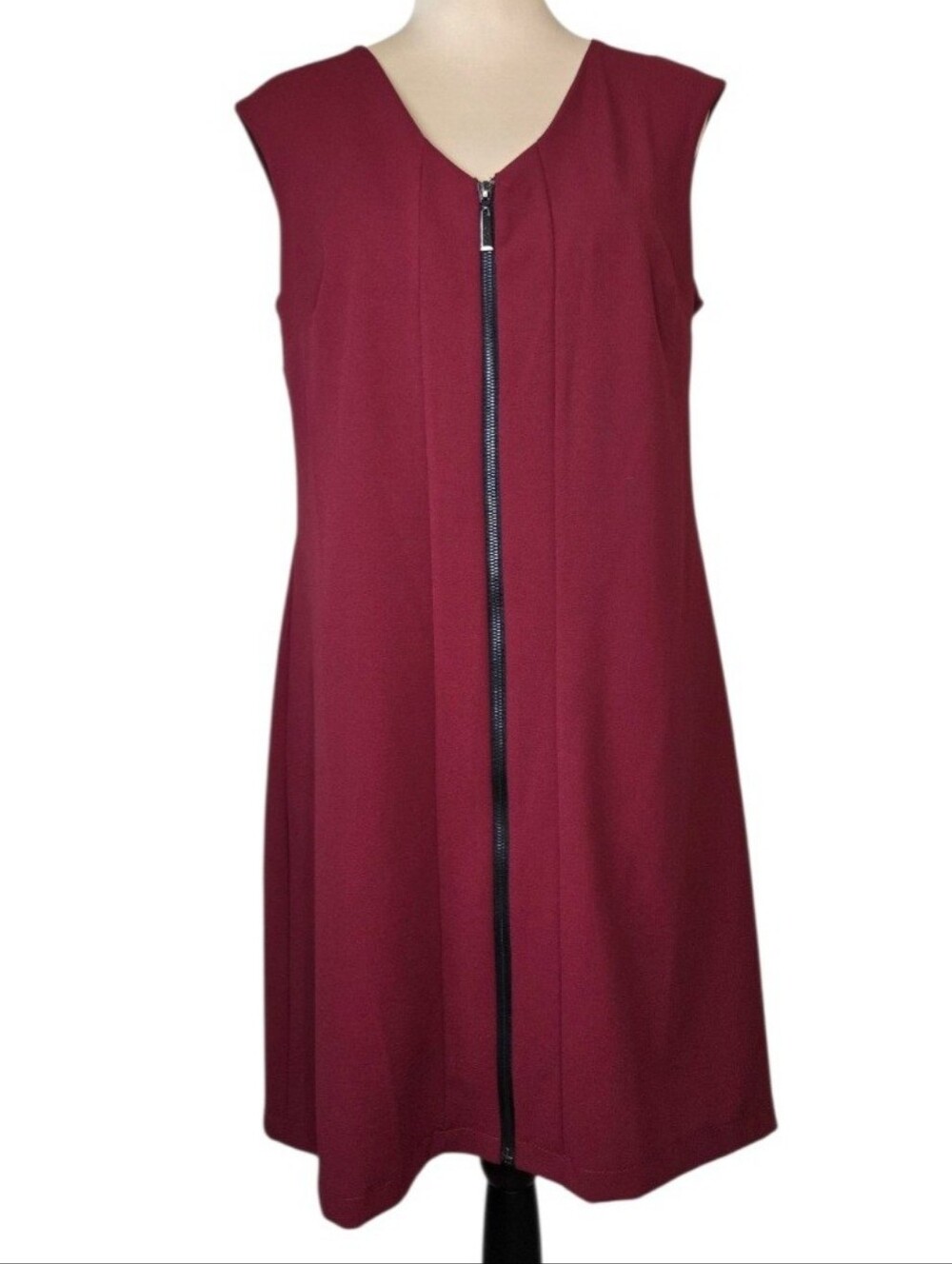 Sabrina Diamanti Made in Italy Burgundy Zip Front Sleeveless Sheath Dress XL